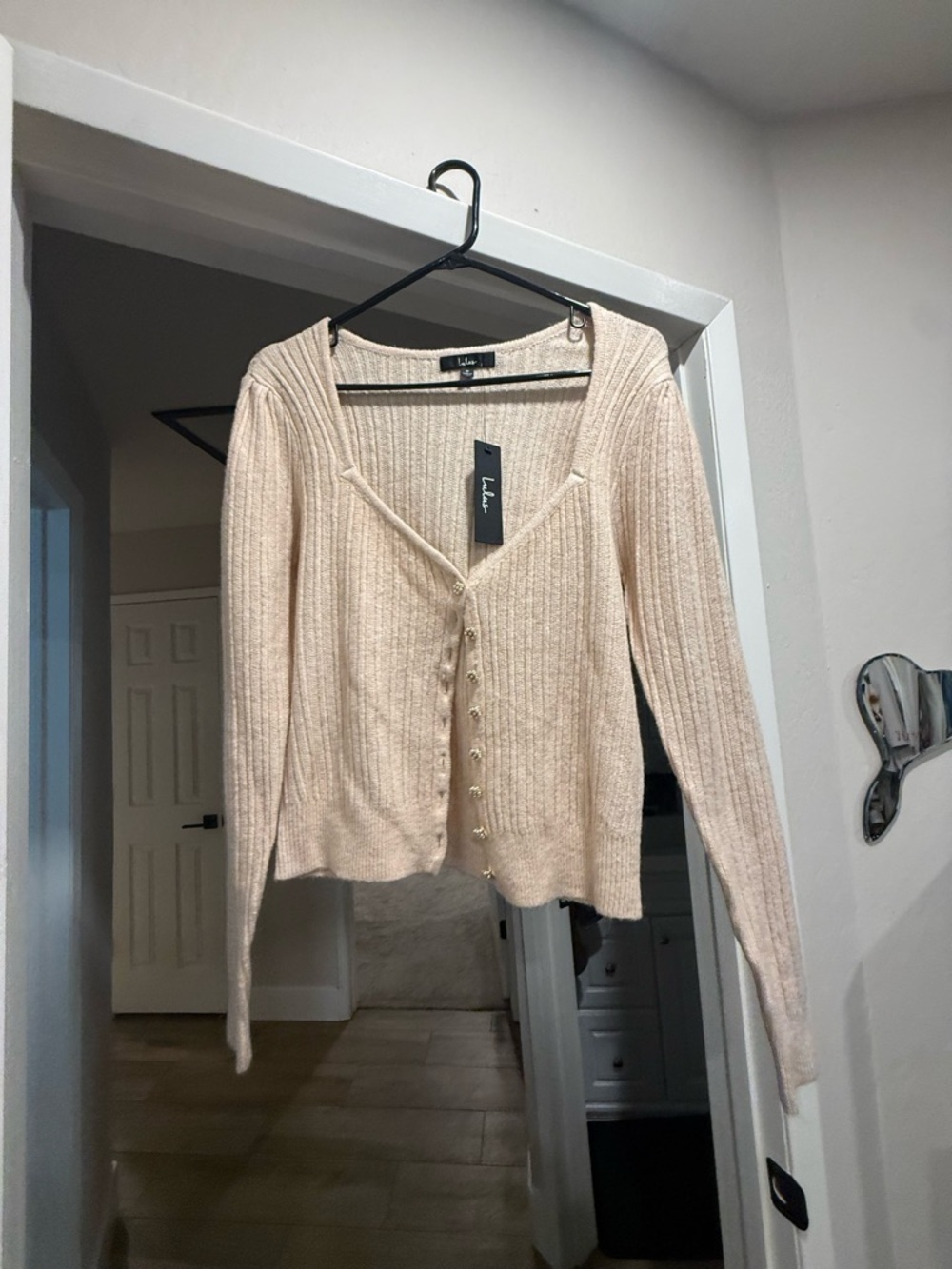 Lulu's Cream Ribbed V-Neck Button Cardigan
